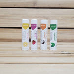 Lip balm set - sweet orange, berry, coconut, spearmint - tops closed