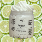 bergamot whipped soap with a bergamot background