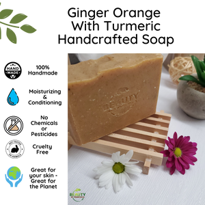 Ginger Orange with Turmeric Handmade Soap Benefits Card Great for skin and planet no chemicals cruelty free