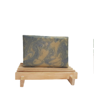 Activated Charcoal  & Clay Handmade Natural Soap Bar - 1 bar on wood soap dish