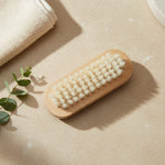 Wooden nail brush with natural bristles