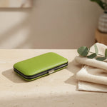 Green travel manicure set case, closed