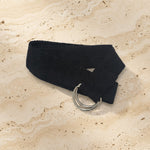 Black yoga strap folded