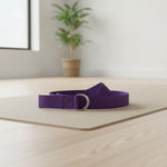 Purple yoga strap with D-ring