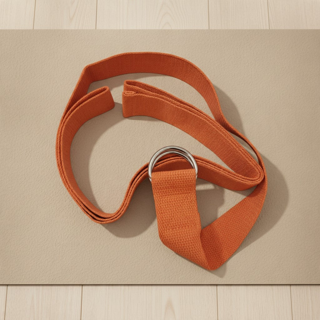 Orange yoga strap with D-ring