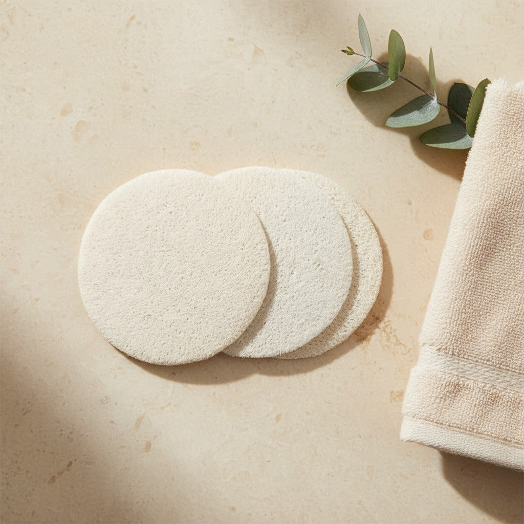 Set of three loofah complexion discs