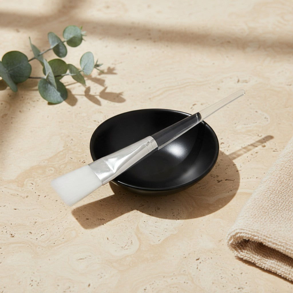 Black enamel mask bowl with a mask brush (brush sold separately)