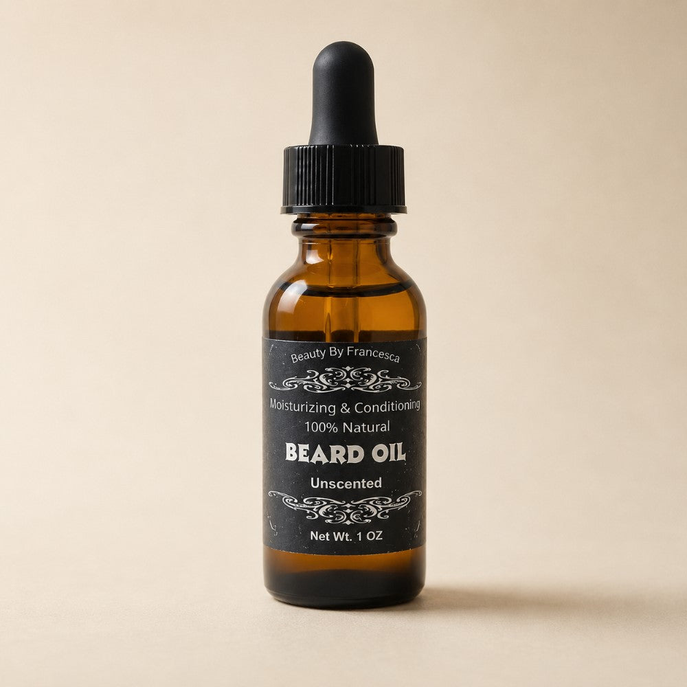 Fragrance Free Beard Oil against beige background