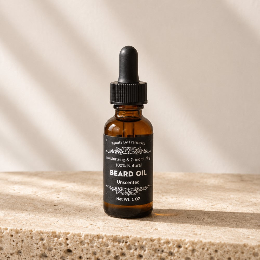 Fragrance Free Beard Oil on beige stone