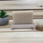 Chocolate Mint Handmade Soap 1 bar on wood soap dish