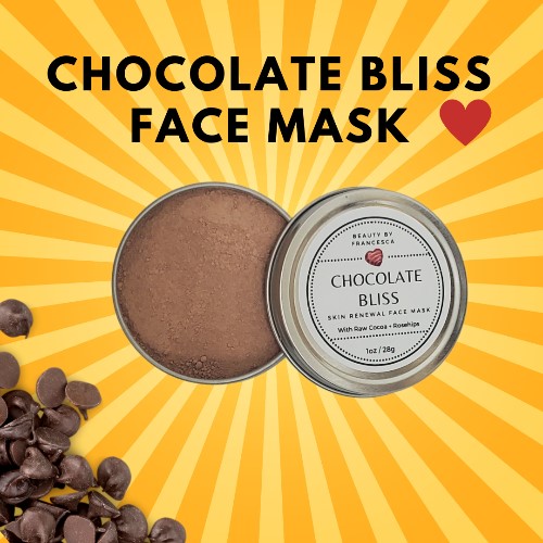 Chocolate Bliss Face Mask with orange strobe lights and a heart