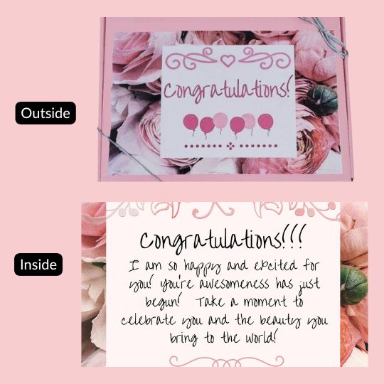 Congratulations Spa Day Gift Box outside and inside inscription