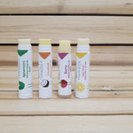 Lip balm set  - sweet orange, berry, coconut, spearmint - tops open
