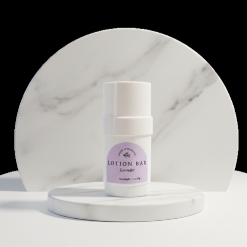 Mini Lavender Lotion Bar marble backdrop