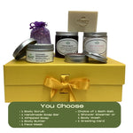 mother's day gift box with contents on top and green you choose box