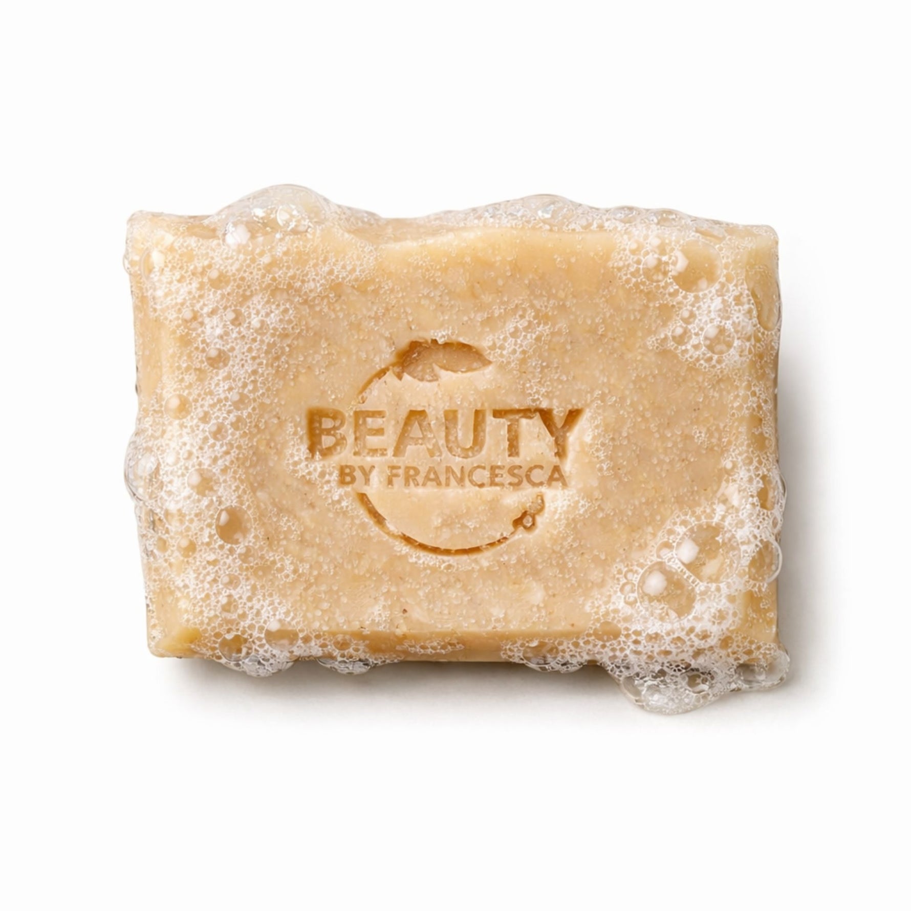 lavender orange bar soap with bubbles and lather