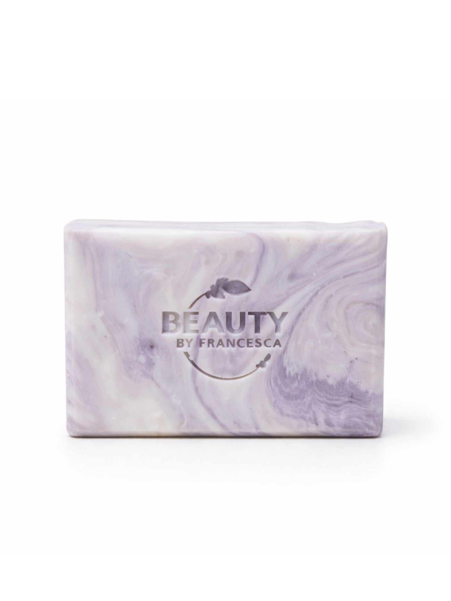 lavender bar soap against white background