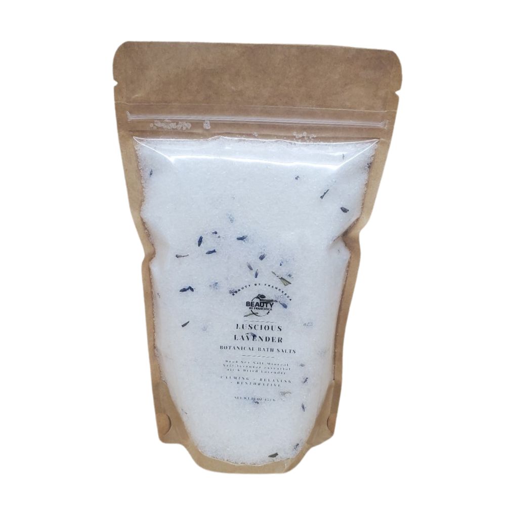 Luscious Lavender Bath Salts against a white background