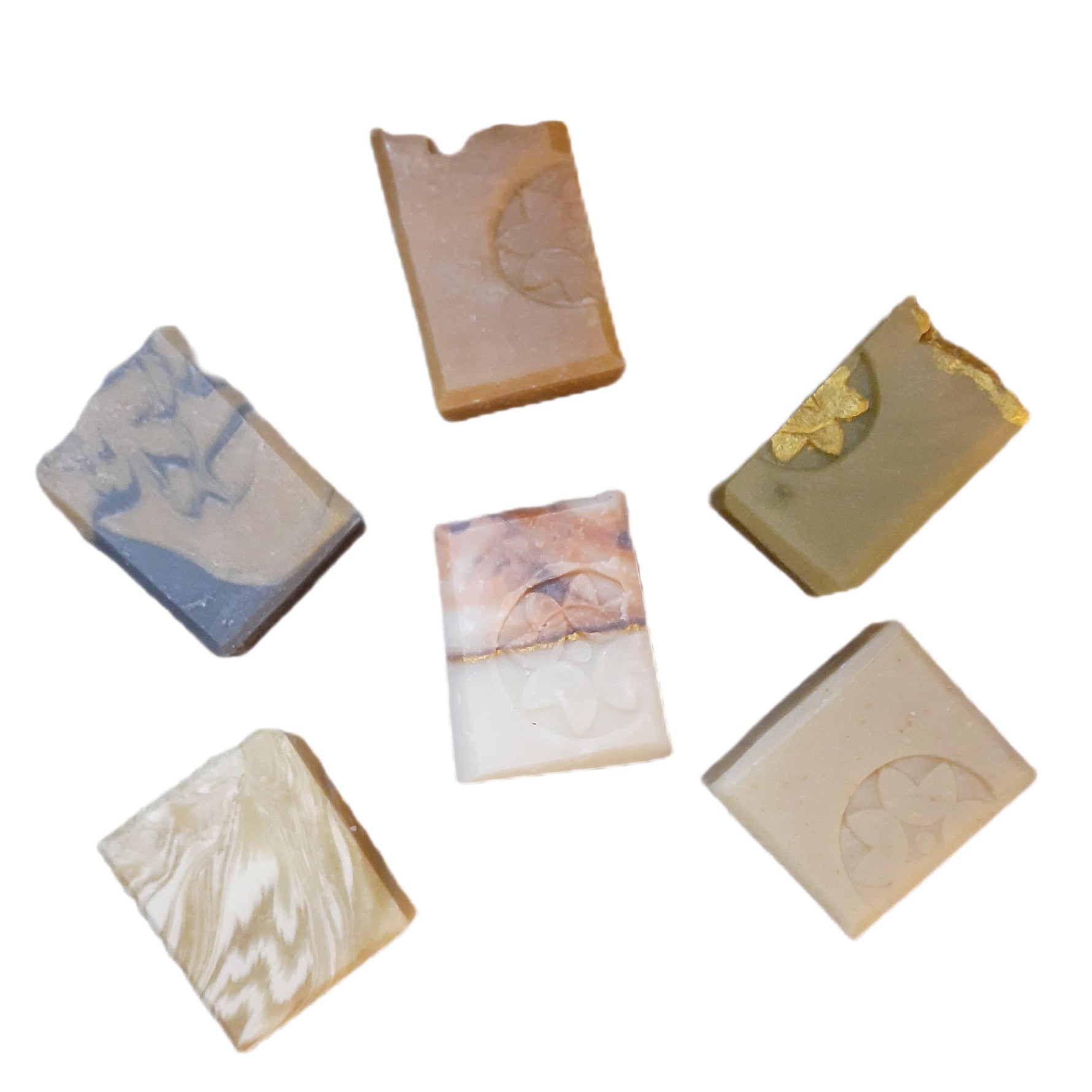 handmade soap gift set 6 bars display top view