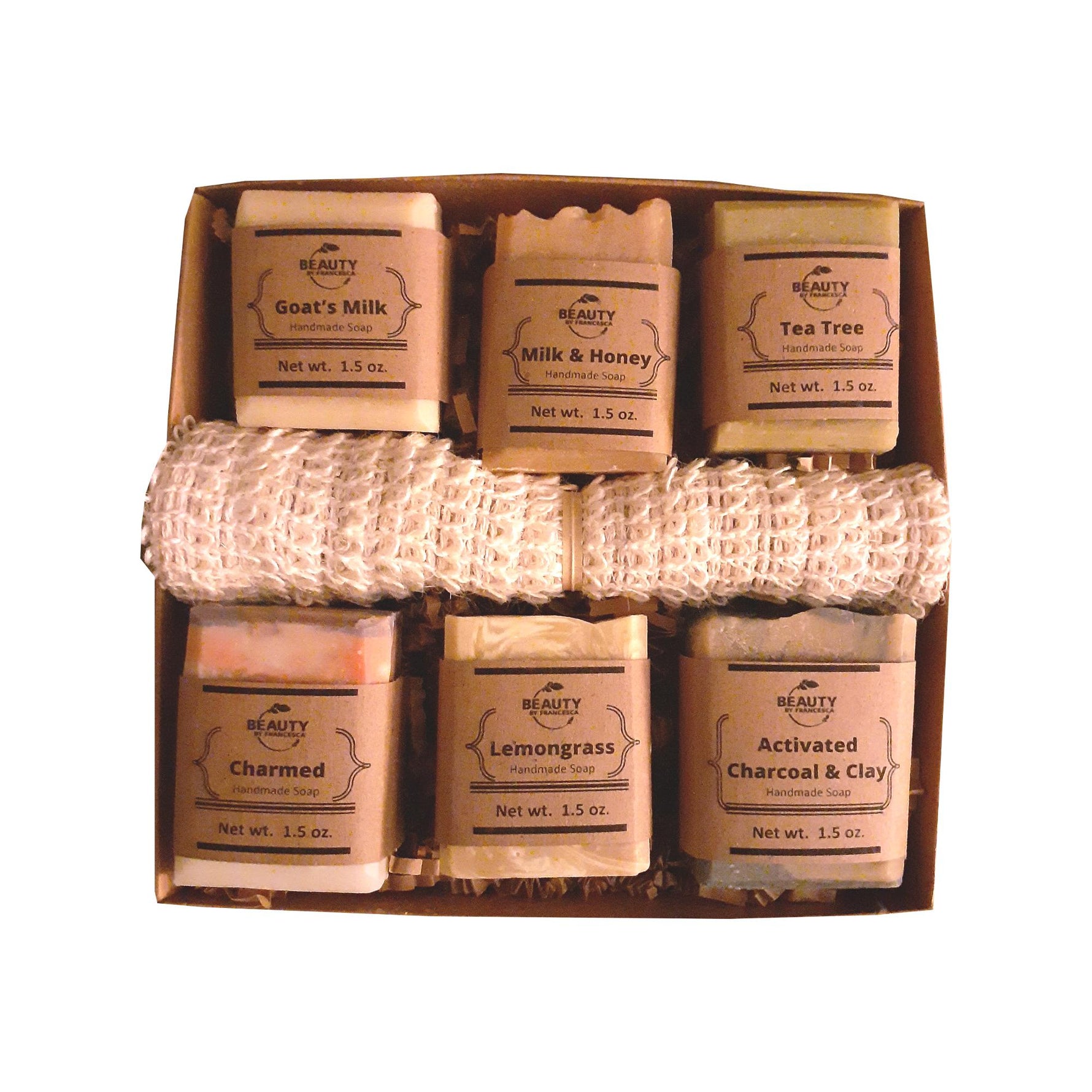 handmade soap gift set 6 bars open box