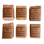 handmade soap gift set 6 bars white background top view