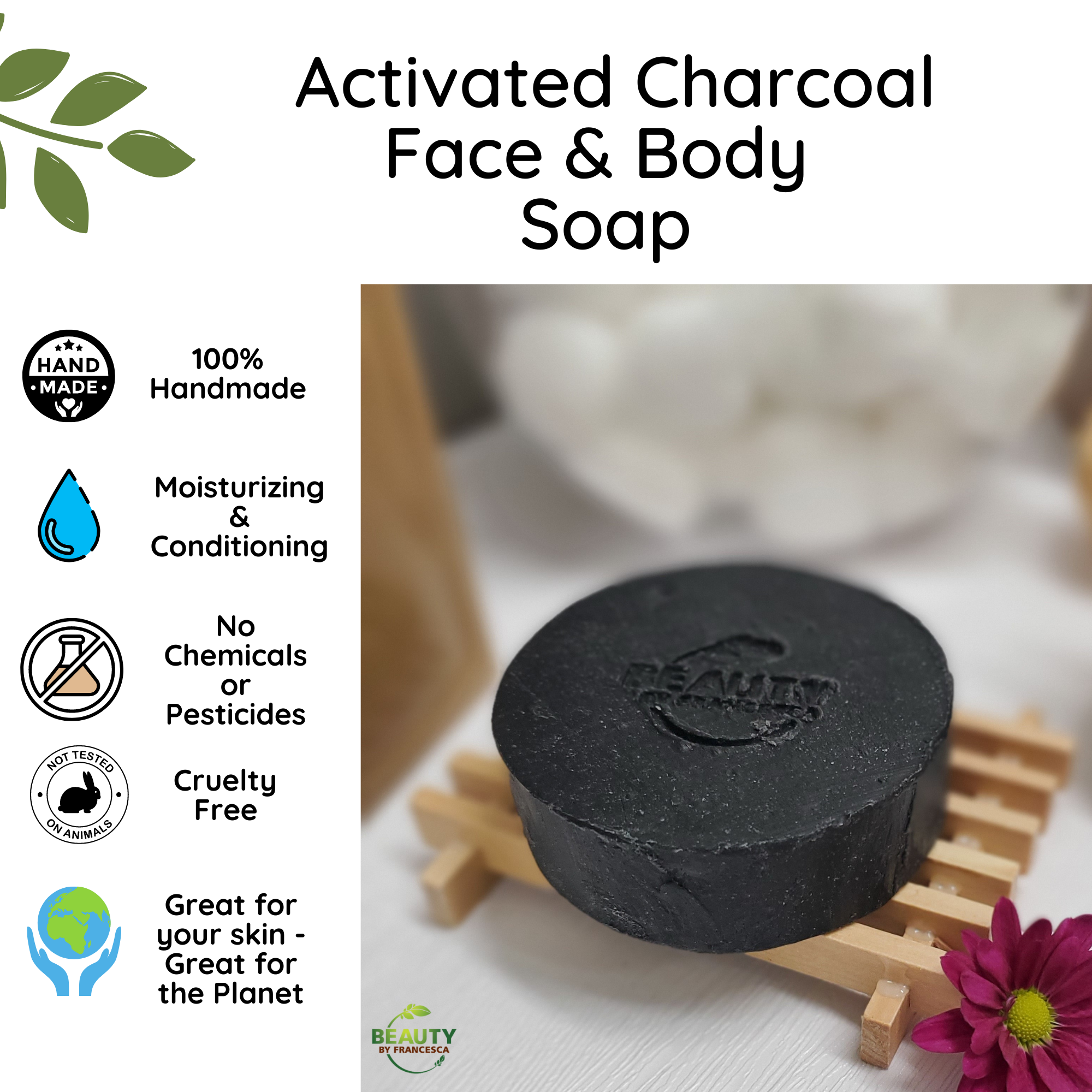 Activated Charcoal Face and Body Soap with Tea Tree and Lavender Benefits