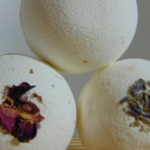 natural bath bomb trio - orange rose, lavender and geranium