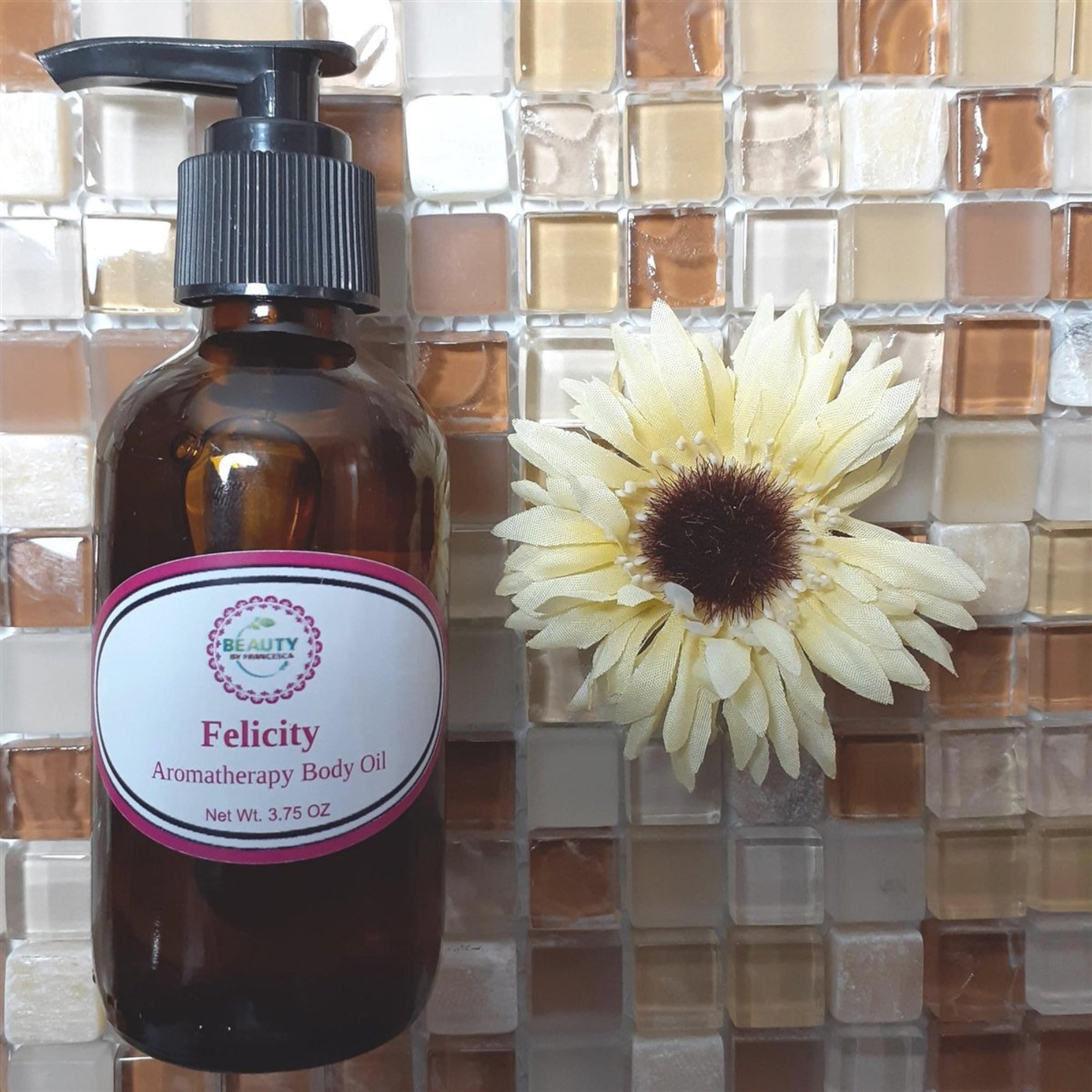 Felicity aromatherapy body oil with flower