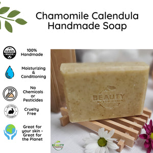 Chamomile Calendula Handmade Soap Benefits Card Great for skin and planet no chemicals
