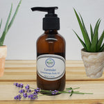 lavender body oil with aloe vera plant and lavender plant