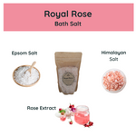 Royal Rose Bath Salt - Himalayan Pink Salt, Epsom Salt and Organic Roses - 16 OZ