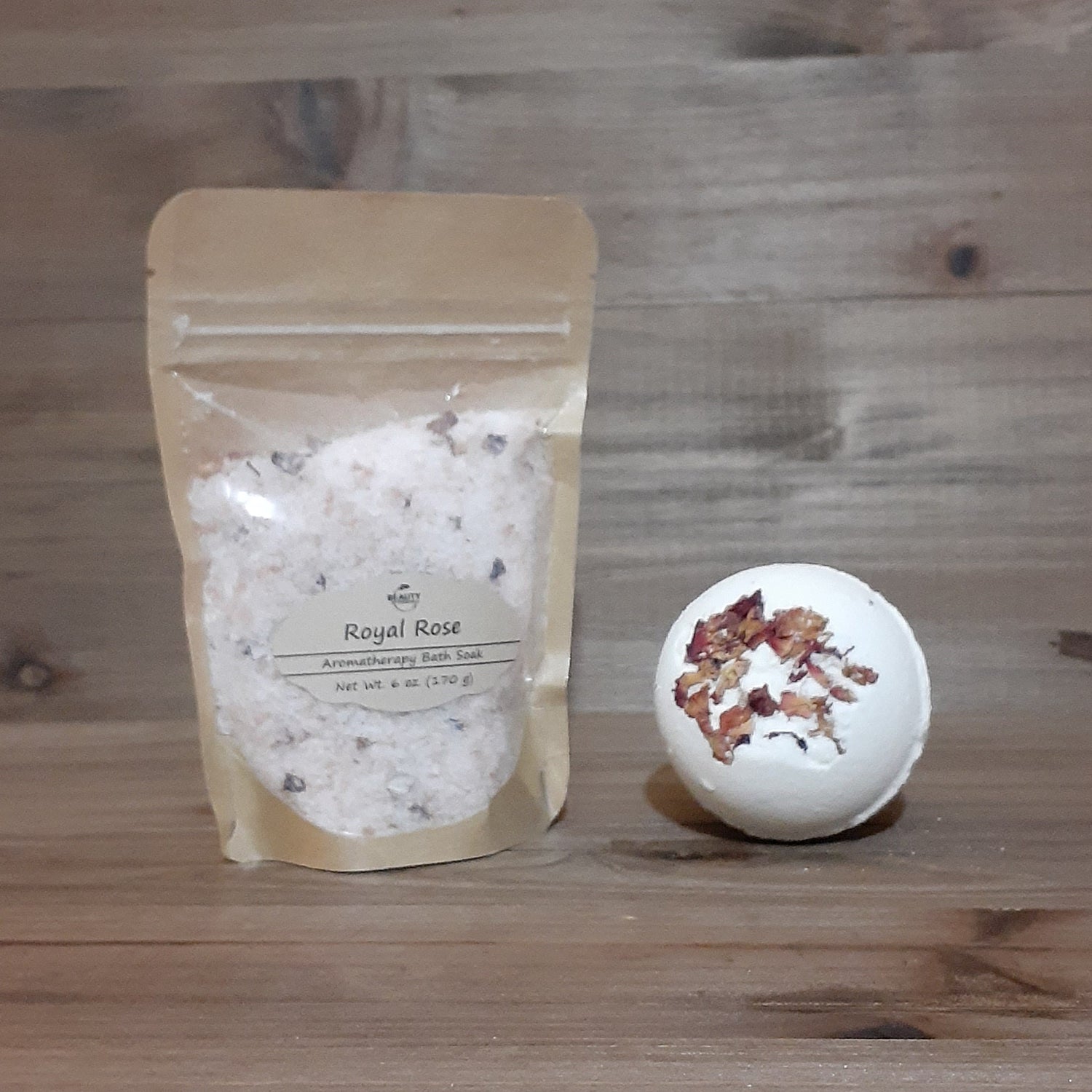 bath salt bath bomb set orange rose front view