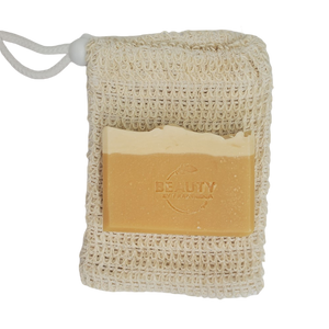 Handmade Natural Beer Soap Bar - Pale Ale IPA - 1 bar on sisal cloth soap saver