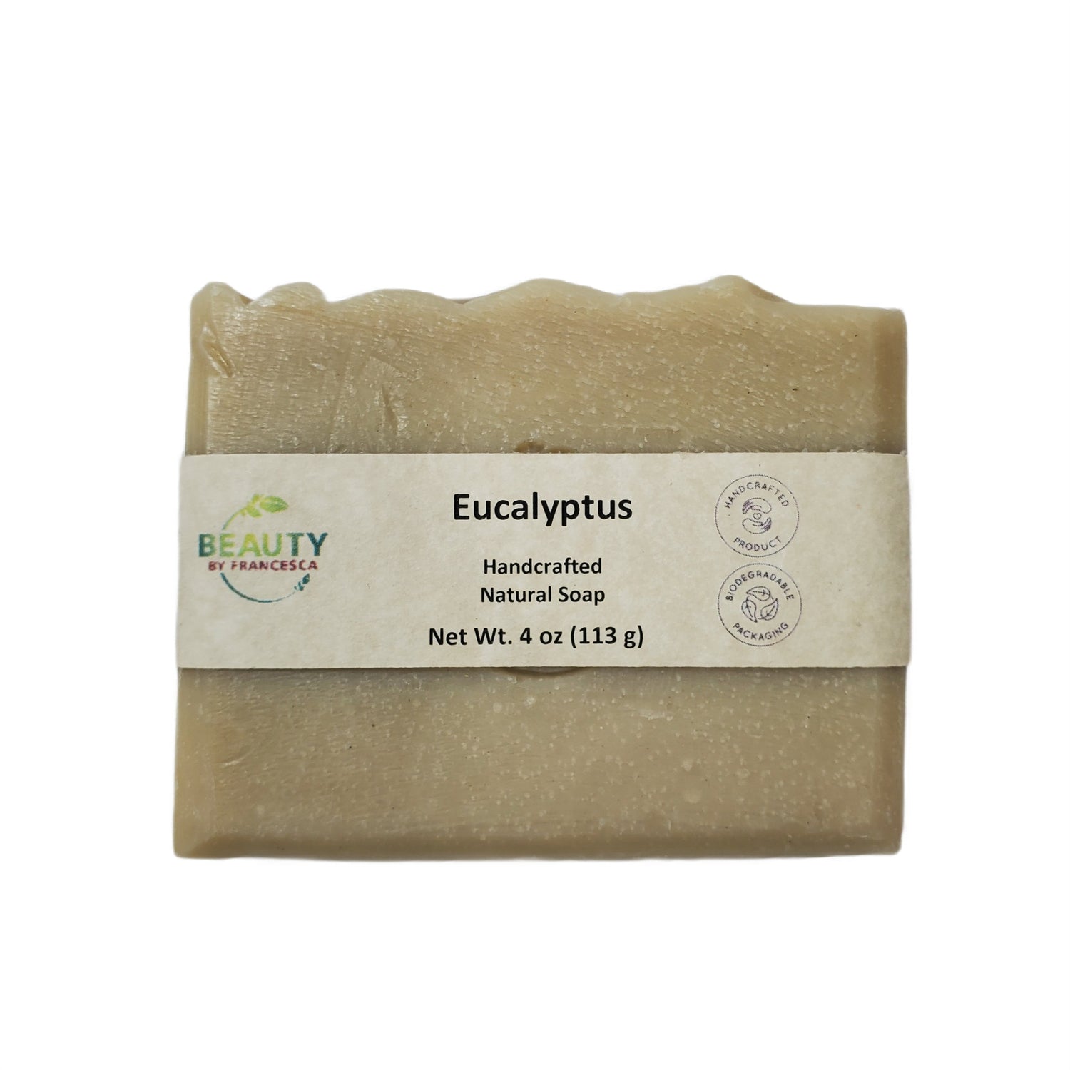 4 ounce Eucalyptus Handmade Soap Bar with Branded Paper Label