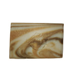 4 ounce Eucalyptus Orange Handmade Soap Bar with Logo Brand in center Brown and white Marble Color