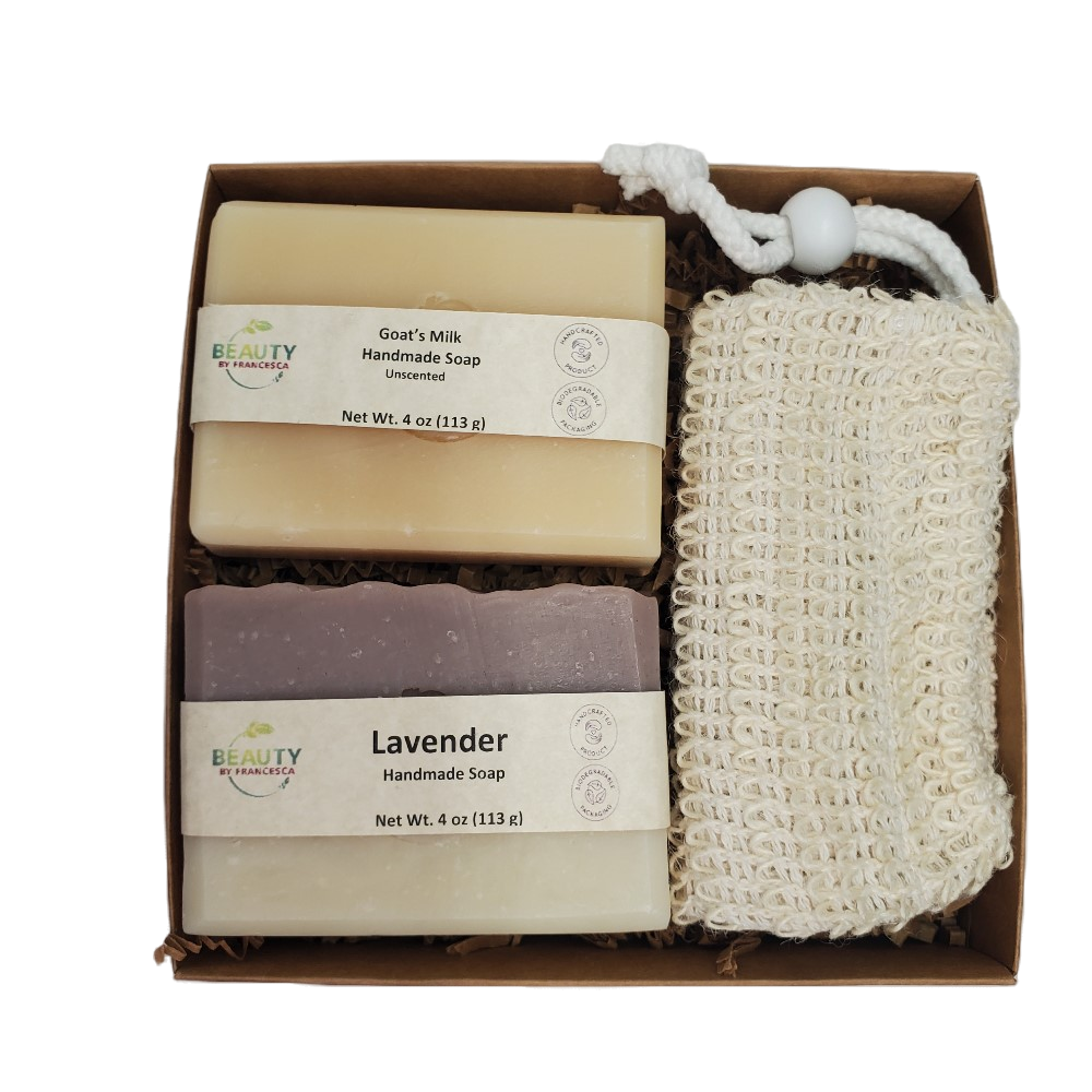 Handmade Soap Gift Set w/Sisal - Lavender and Goat's Milk or Eucalyptus