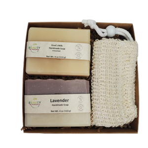 Handmade Soap Gift Set w/Sisal - Lavender and Goat's Milk or Eucalyptus