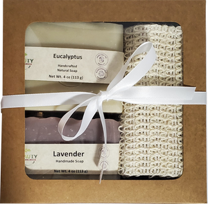 Handmade Soap Gift Set w/Sisal - Lavender and Goat's Milk or Eucalyptus