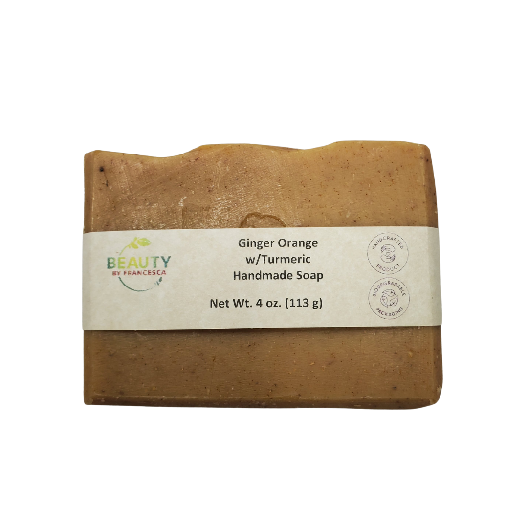 4 ounce Ginger Orange with Turmeric Handmade Soap Bar with Branded Label