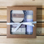 gift set with lavender soap,  lavender orange  soap and lavender lotion bar