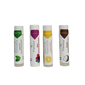  berry, orange, spearmint and coconut lip balms