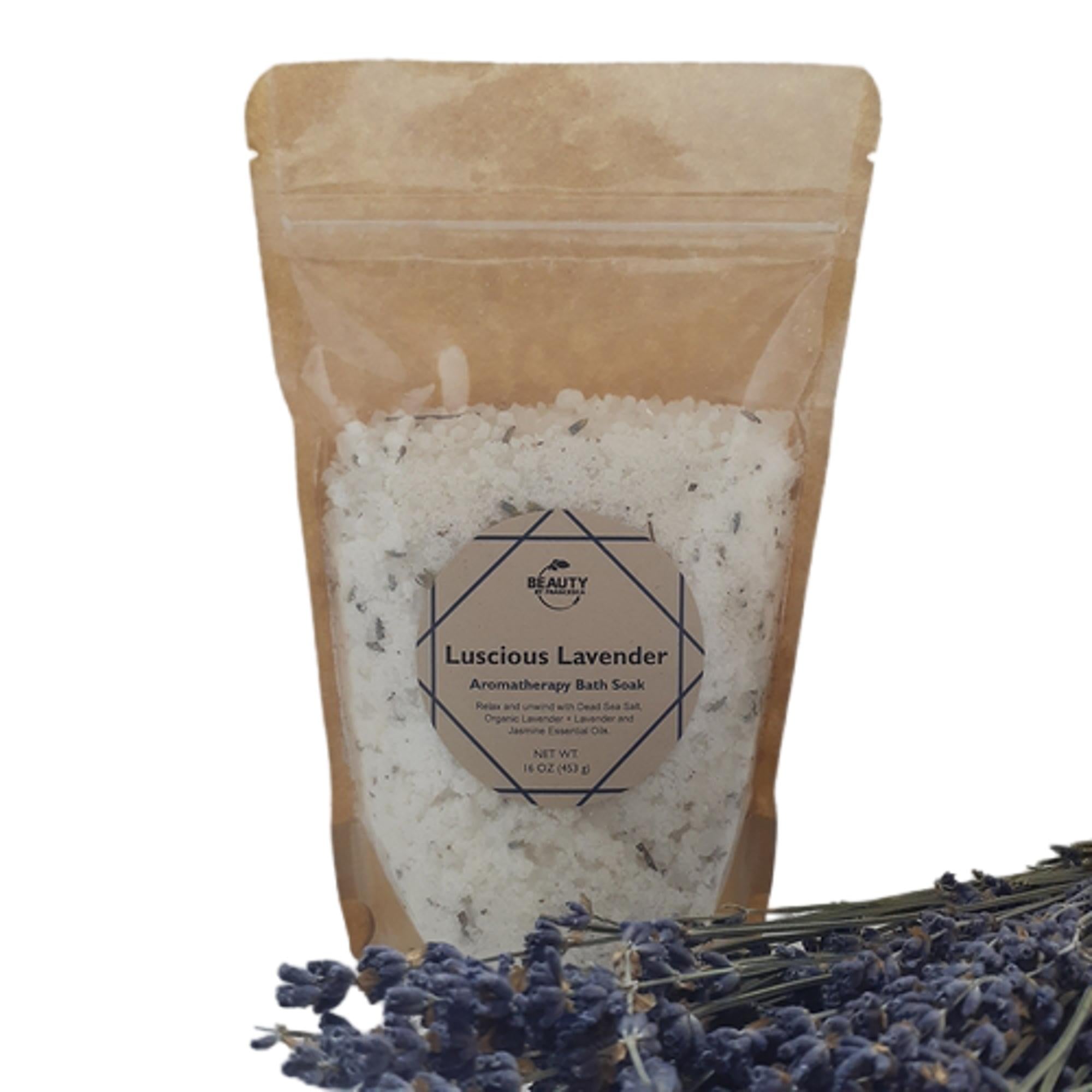 luscious lavender bath salt displayed