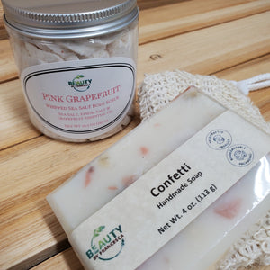 Confetti Soap and Pink Grapefruit Sea Salt Body Scrub Set