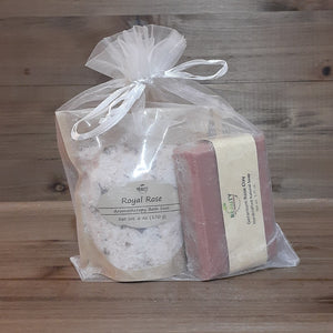 Bath Salt & Soap Gift Set in organza bag - Rose front view